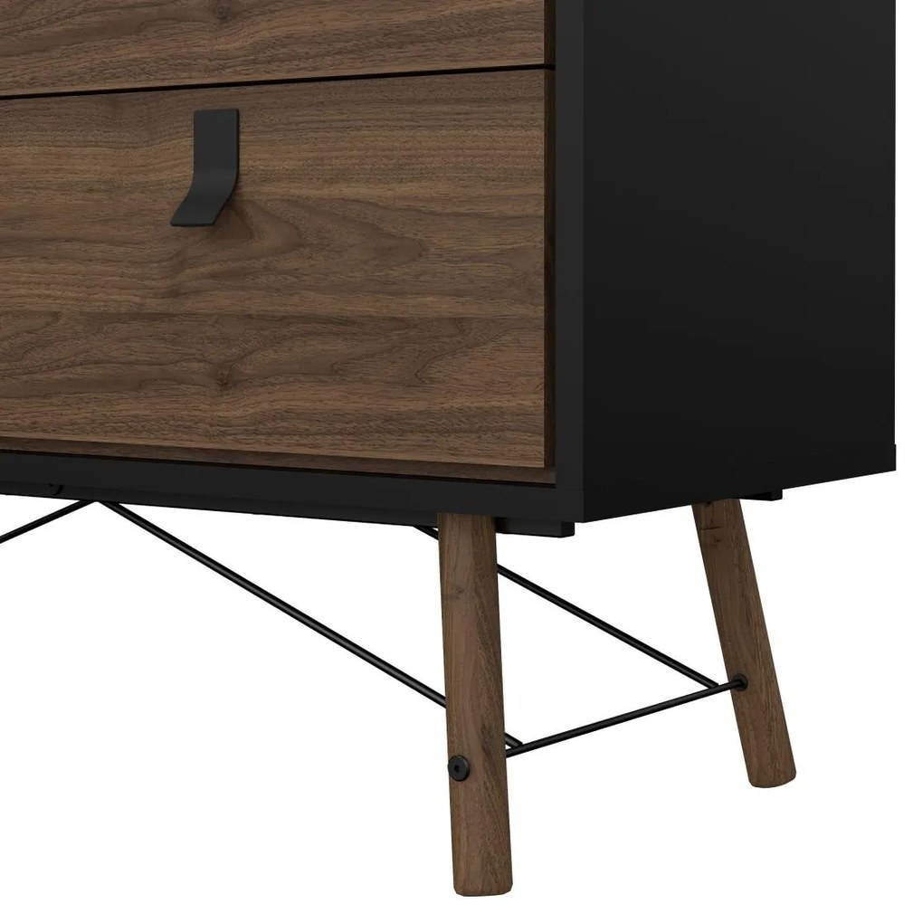 Komoda Rainy 102 cm čierna/orech tmavý