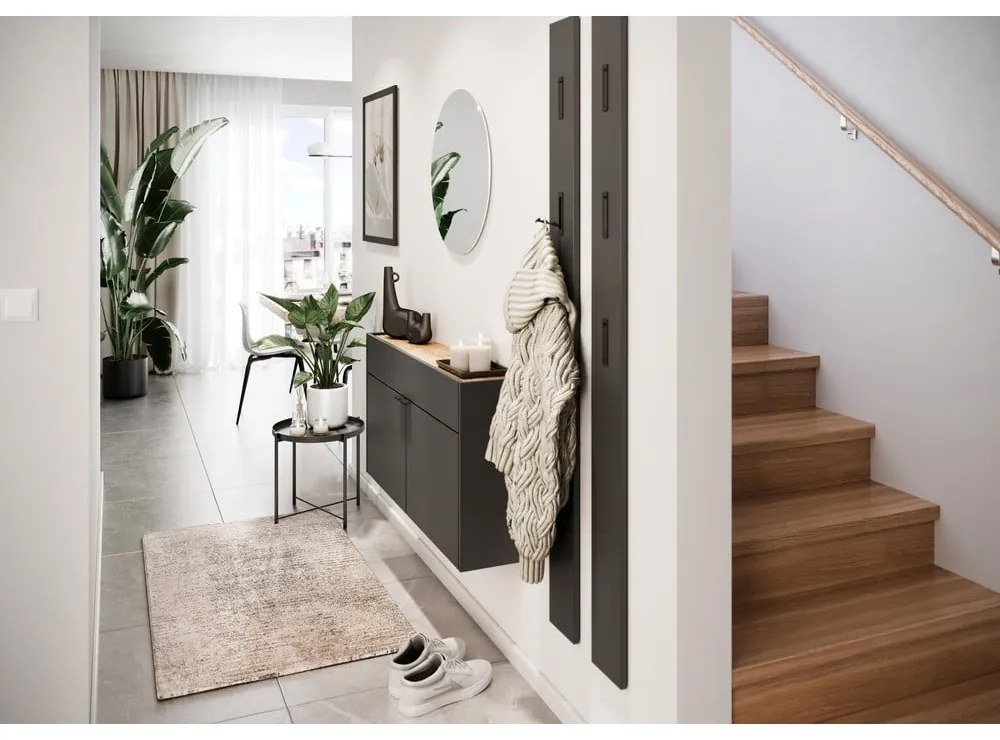 Antracitovosivá/prírodná skrinka na topánky Ameca – Germania