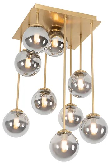 Inteligentné stropné svietidlo zlaté s dymovým sklom 9-svetiel vrátane 9 Wifi G9 - Atény