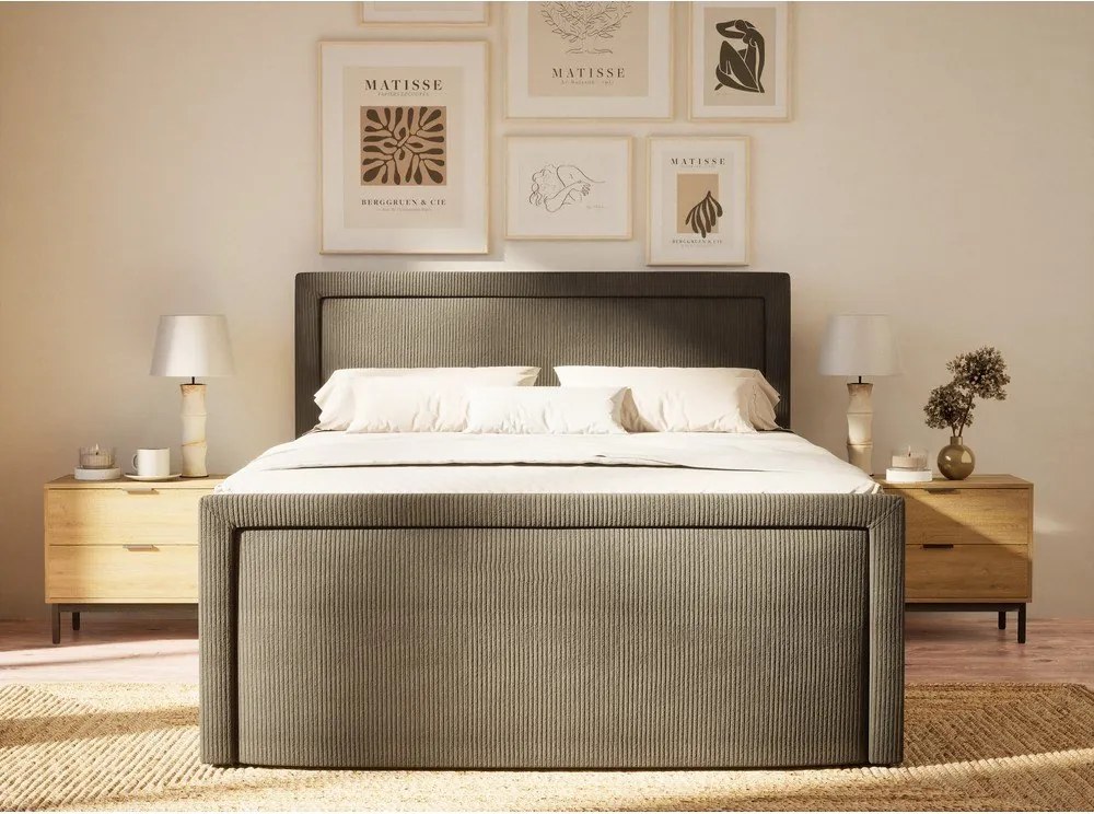 Antracitová boxspring posteľ s úložným priestorom 200x200 cm Fresco – Maison de Rêve