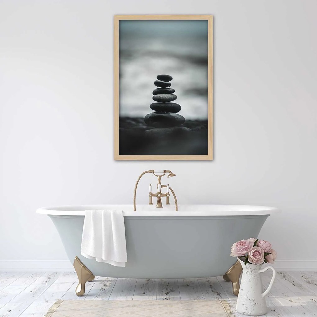 Gario Plagát Hromada kameňov v sivej farbe Farba rámu: Bez rámu, Rozmery: 40 x 60 cm