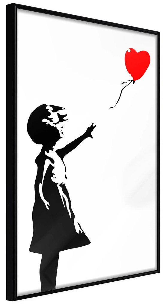 Artgeist Plagát - Little Girl with a Balloon [Poster] Veľkosť: 20x30, Verzia: Čierny rám s passe-partout