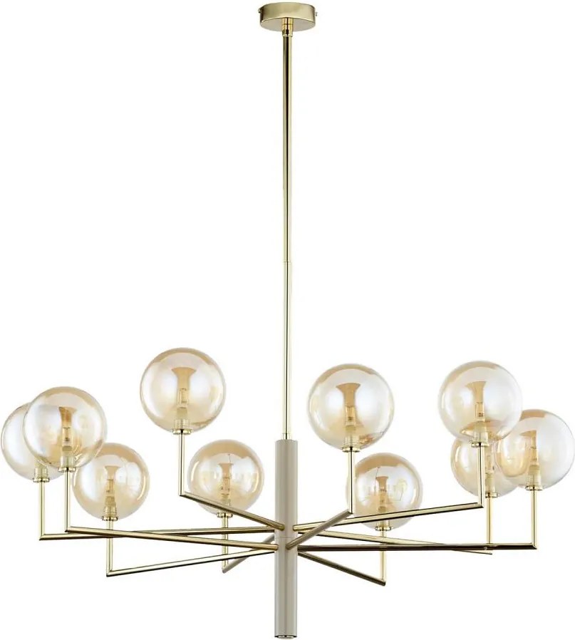 Jupiter 1977 - Luster na tyči FEME 10xG9/10W/230V zlatá/béžová