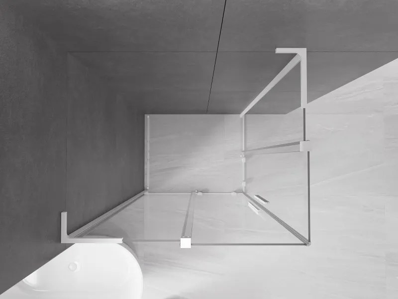 Mexen Velar L Duo, sprchový kút s posuvnými dverami 90 x 80 cm, 8mm číre sklo, biela matná, 871-090-080-02-03-20