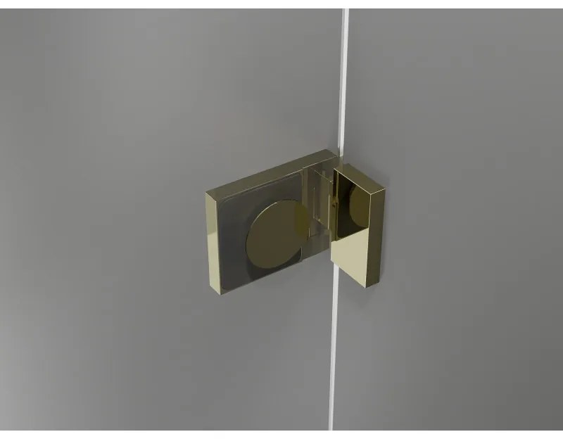 Mexen Lunar-B, výklopný sprchový kút ľavý 80 x 70 cm, 8mm číre sklo, zlatý profil, 832-080-070-50-00-L