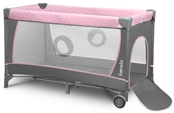 Lionelo - Cestovná postieľka FLOWER Flamingo