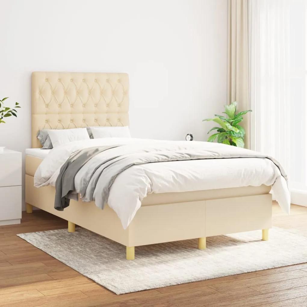 Boxspring posteľ s matracom krémový 120x200 cm látka 3142566