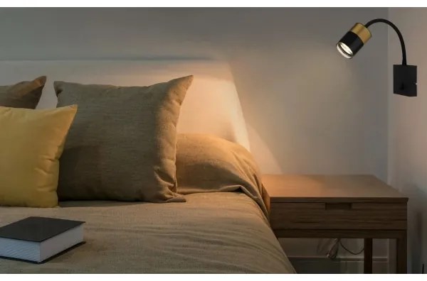 Globo 57850W - Nástenné bodové svietidlo BRISBON 1xGU10/25W/230V čierna/zlatá