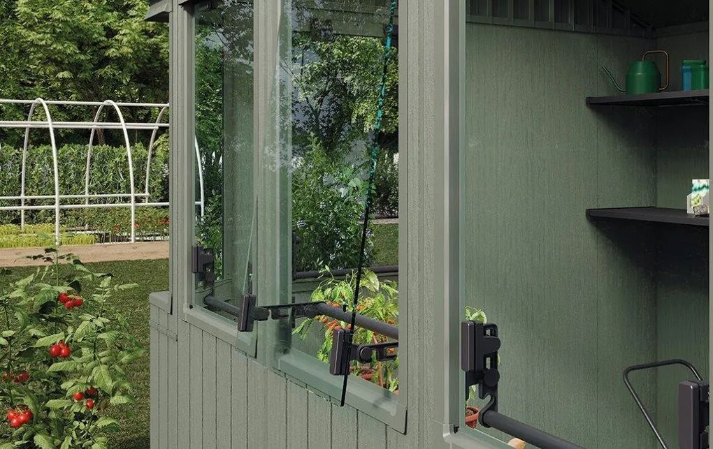 Záhradný domček Keter Potting Shed 2v1 zelený, s podlahou