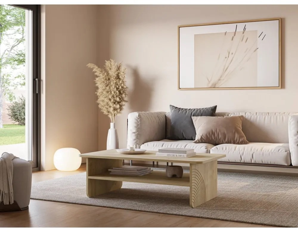 Konferenčný stolík s doskou v dubovom dekore v prírodnej farbe 60x110 cm Daira – Marckeric