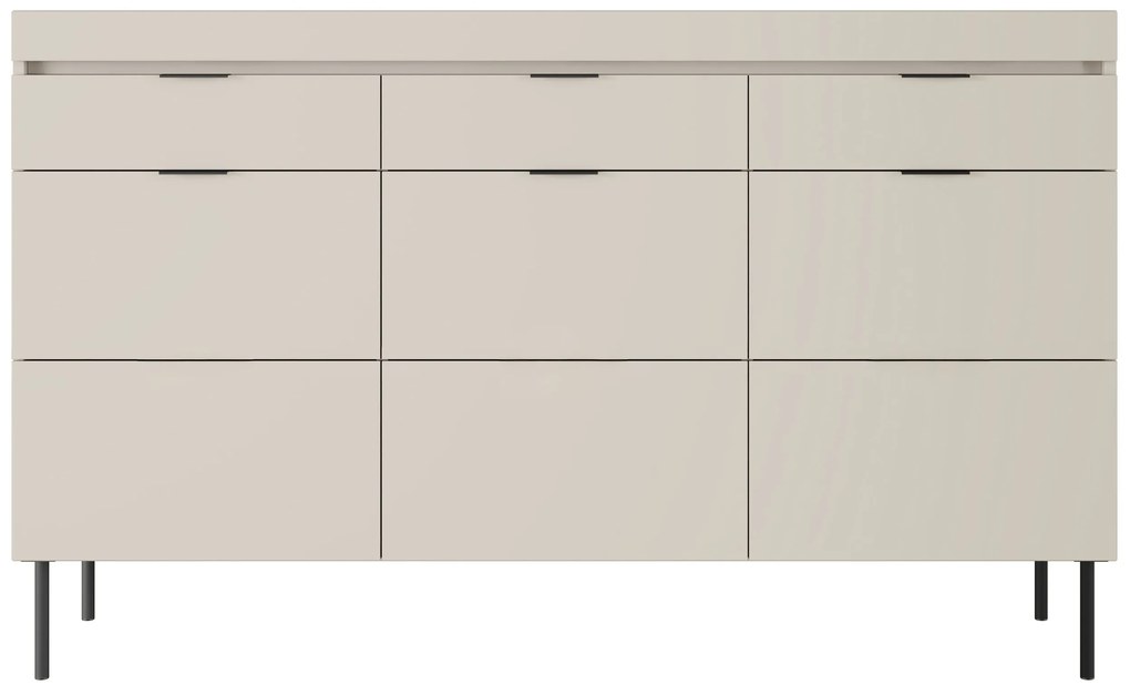 Komoda Sentia 157 cm s 3 zásuvkami - kašmírová / čierna