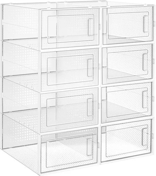 Úložné boxy na topánky biele ABO-E1008 WT (8 ks)