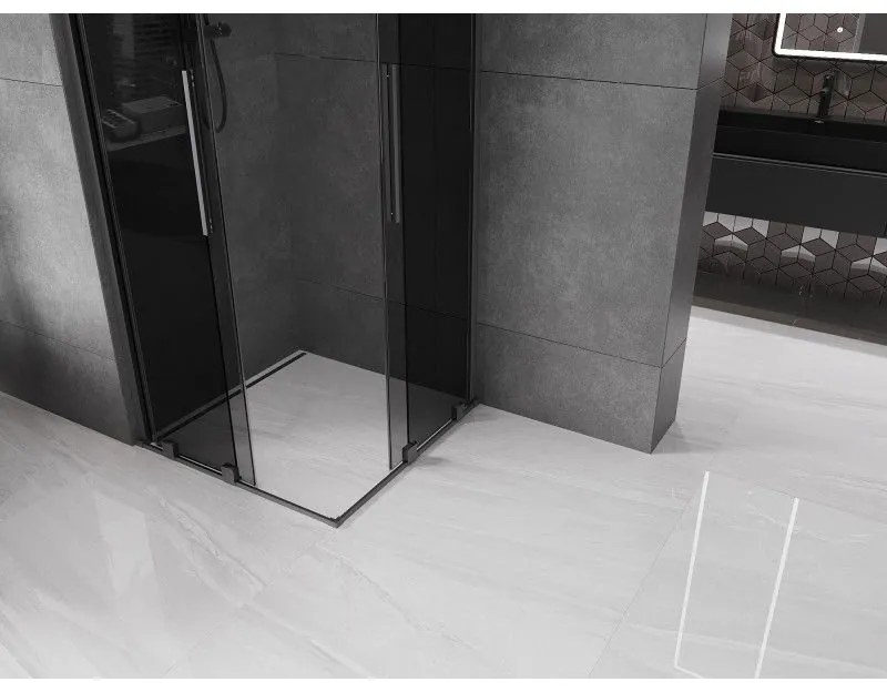 Mexen Velar Duo, sprchový kút s posuvnými dverami 100 x 100 cm, 8mm šedé sklo, brúsený grafit, 871-100-100-42-95