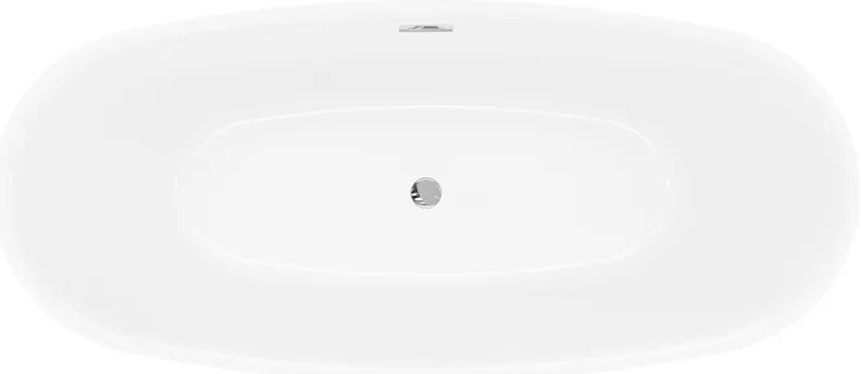 Mexen Luvo Slim, voľne stojaca vaňa 170 × 75 cm, biela lesklá, chrómový prepad, 52801707500-01