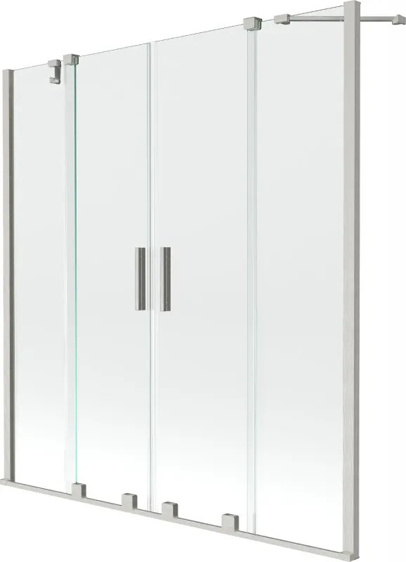 Mexen Velar Duo, posuvná 2-krídlová vaňová zástena 160x150 cm, 8mm číre sklo, brúsený nikel, 896-160-000-02-97