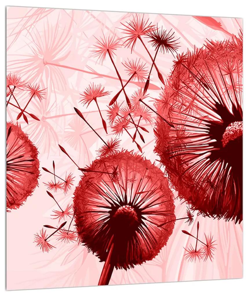 Obraz červeného páperia púpav (30x30 cm)