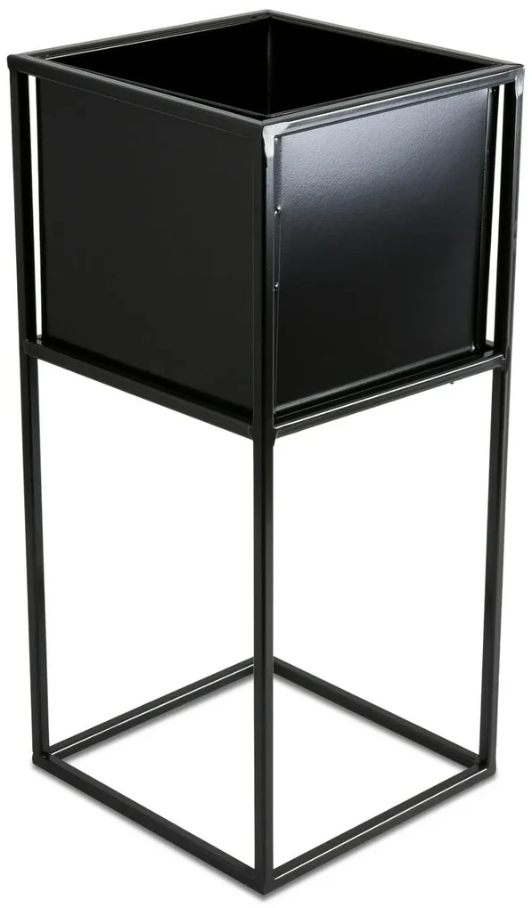 KOVOVÝ KVETINÁČ SO STOJANOM PLAIN 50X24 CM ČIERNA