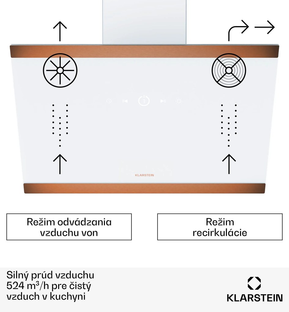Klarstein FlashLine 60 digestor, A++, 524 m³/h, 3 úrovne, dotykový, tichý, LED, odsávanie/recirkulácia, 100 W