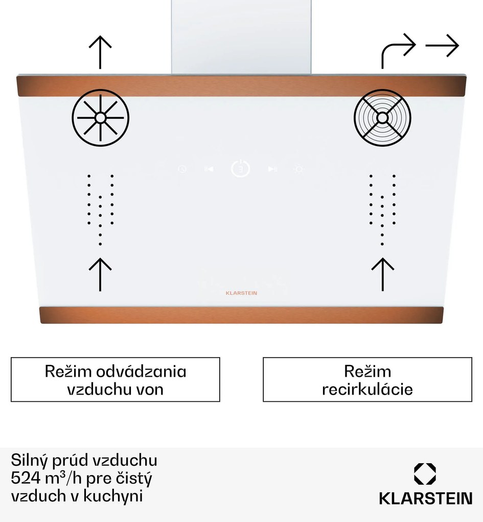 Klarstein FlashLine 60 digestor, A++, 578 m³/h, 3 úrovne, dotykový, tichý, LED, odsávanie/recirkulácia, 100 W
