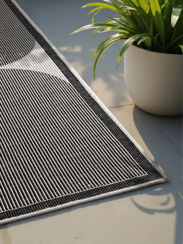 NORTHRUGS, Kusový koberec Duet Bowen 106244 Black/White - na von aj na doma, 120x170, čiernobiela, chodba / predsieň