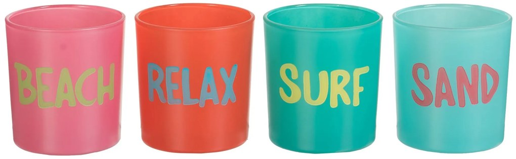 Sada 4ks farebné sklenené svietniky Summer - Ø7 * 8 cm