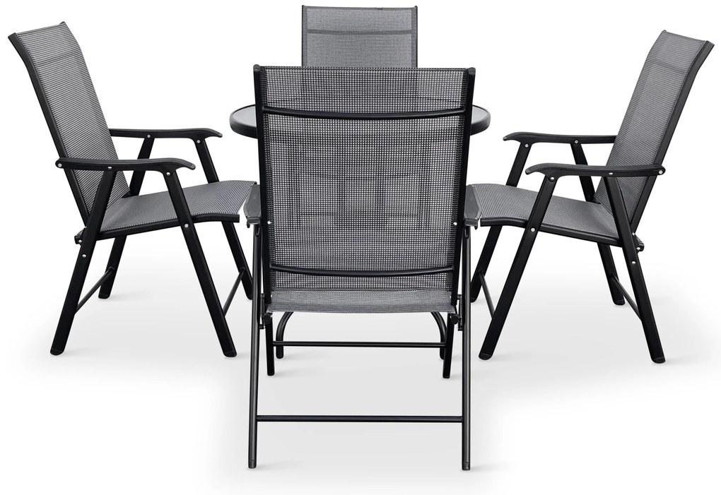 Záhradný jedálenský set Capri 80 cm + 4x kovová stolička Solano