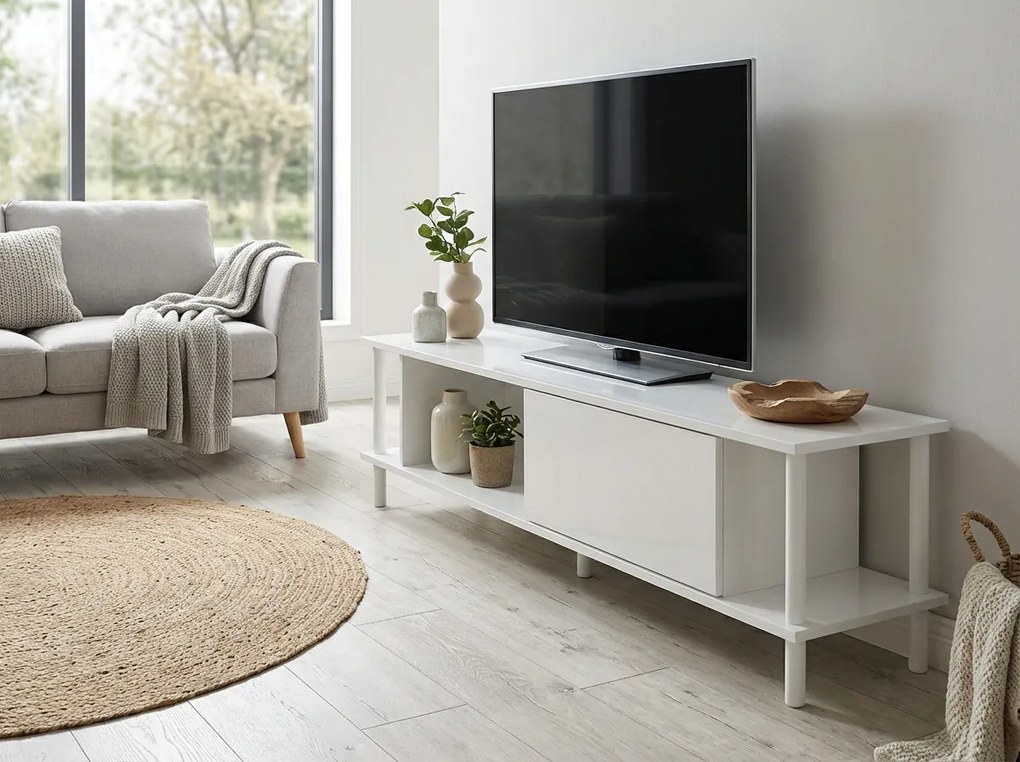 AKCIA TV stolík PARIS 150 cm, biela II. akosť