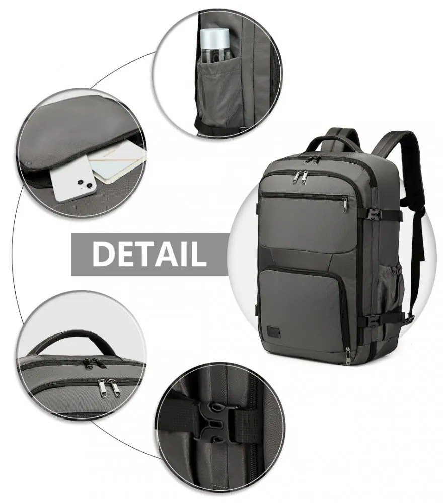 Konofactory Sivý objemný cestovný batoh do lietadla "Explorer" - XL (100l)
