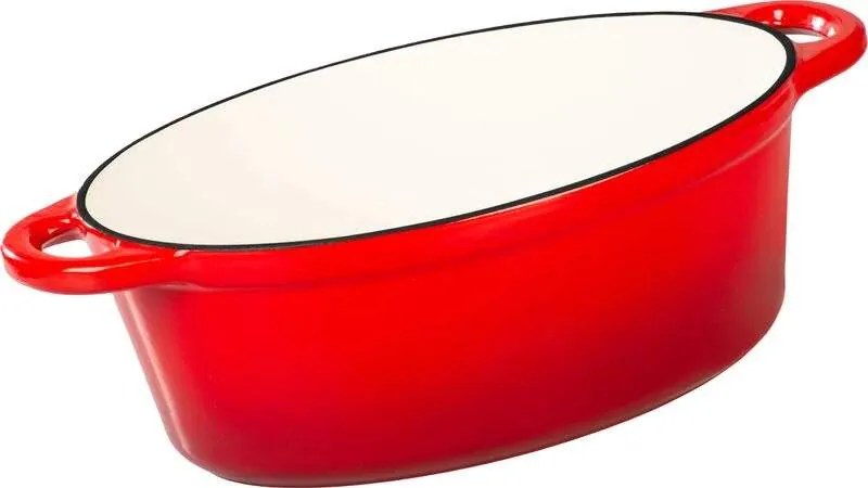 Liatinový pekáč 30cm smaltovaný 4,4l s pokrievkou červený