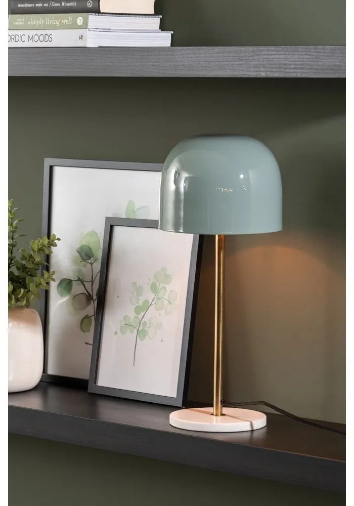 Stolová lampa v mentolovej farbe s kovovým tienidlom (výška 50 cm) Manta – Leitmotiv