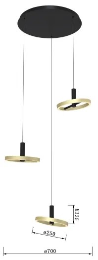 Wofi 5016-304 - LED Stmievateľný luster na lanku BREST LED/26W/230V čierna/zlatá