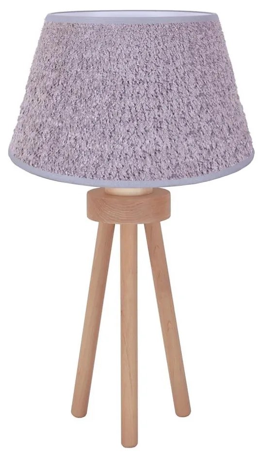 Duolla - Stolná lampa BOUCLE 1xE27/15W/230V pr. 28 cm šedá/drevo DU601443
