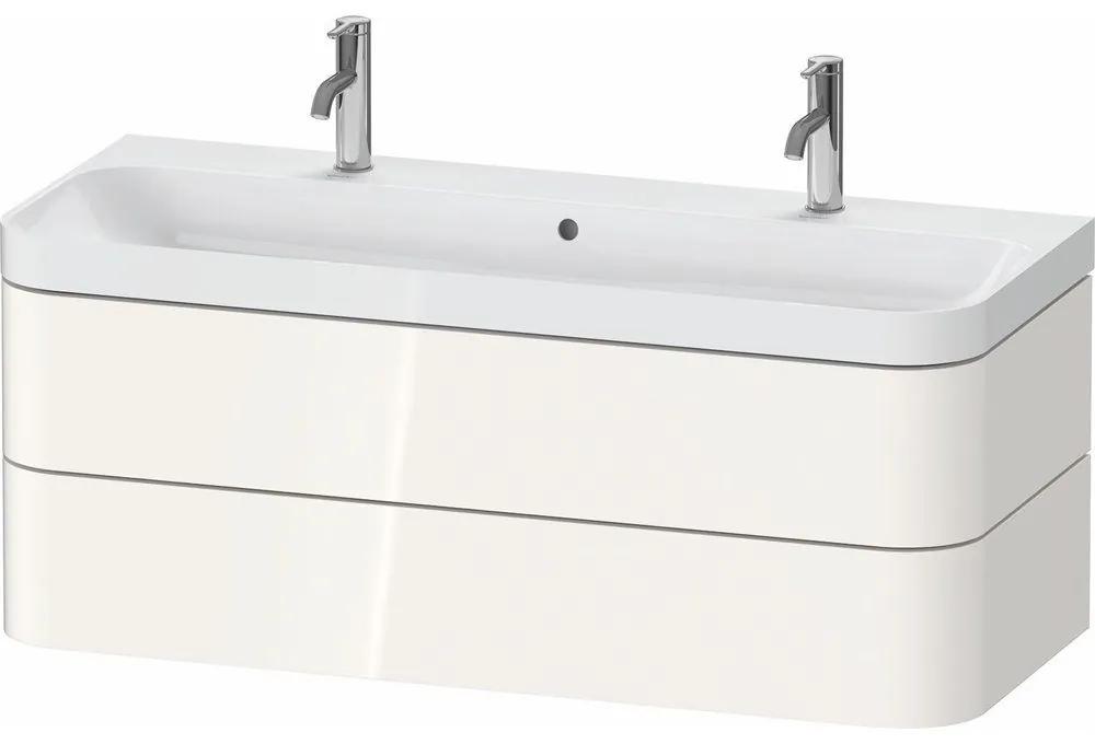 DURAVIT Happy D.2 Plus c-shaped závesná skrinka s nábytkovým umývadlom s dvomi otvormi, 2 zásuvky, 1175 x 490 x 480 mm, biela vysoký lesk, HP4379O22220000