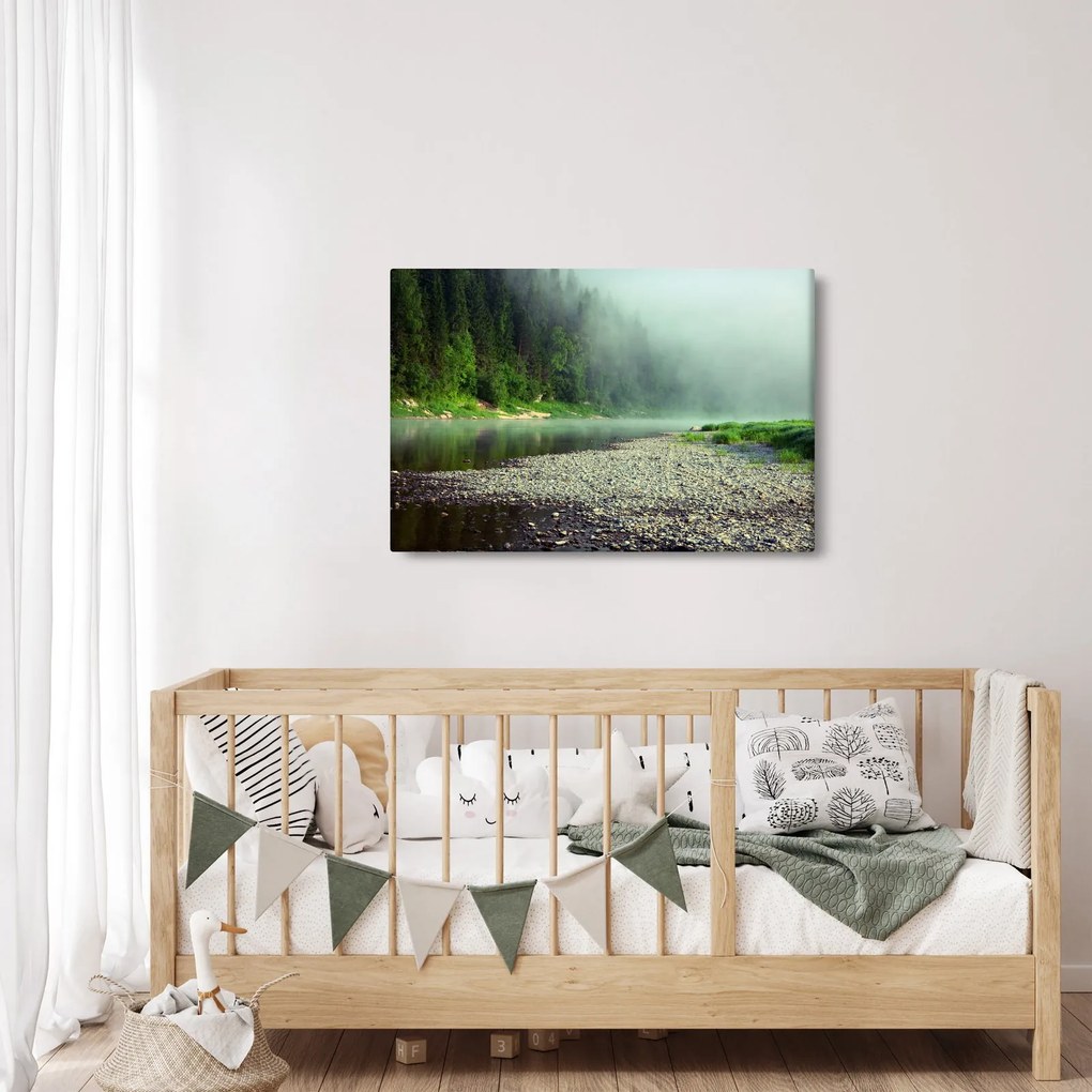 Obraz - Rieka pri lese (90x60 cm)