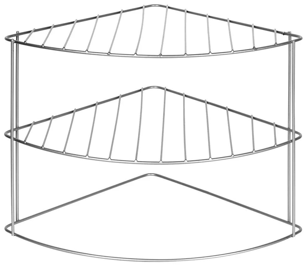 VILDE Prídavná polica, 3-poschodová, rohová, strieborný kov 23 x 23 x 21,5 cm