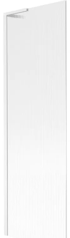 Mexen Next L, 1-krídlová vaňová zástena 60 x 150 cm, 6mm sklo s rebrovým vzorom, biely profil, 895-060-000-03-09-20