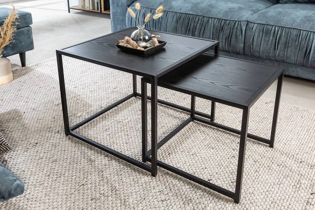 Sada odkladacích stolíkov Maille 50 cm čierny jaseň