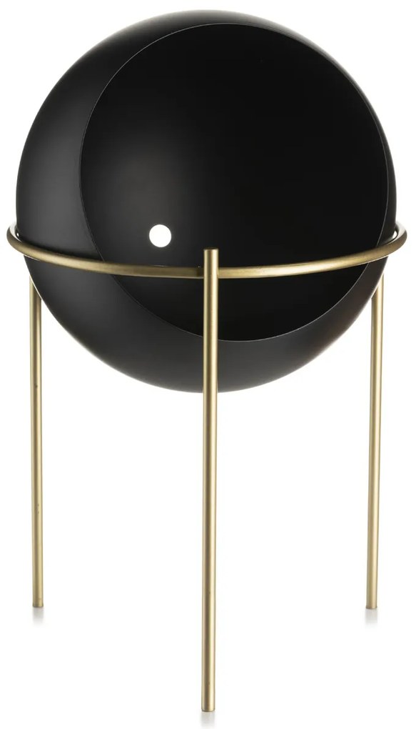 KOVOVÝ KVETINÁČ SO STOJANOM LOFT 25X18 CM ČIERNA/ZLATÁ