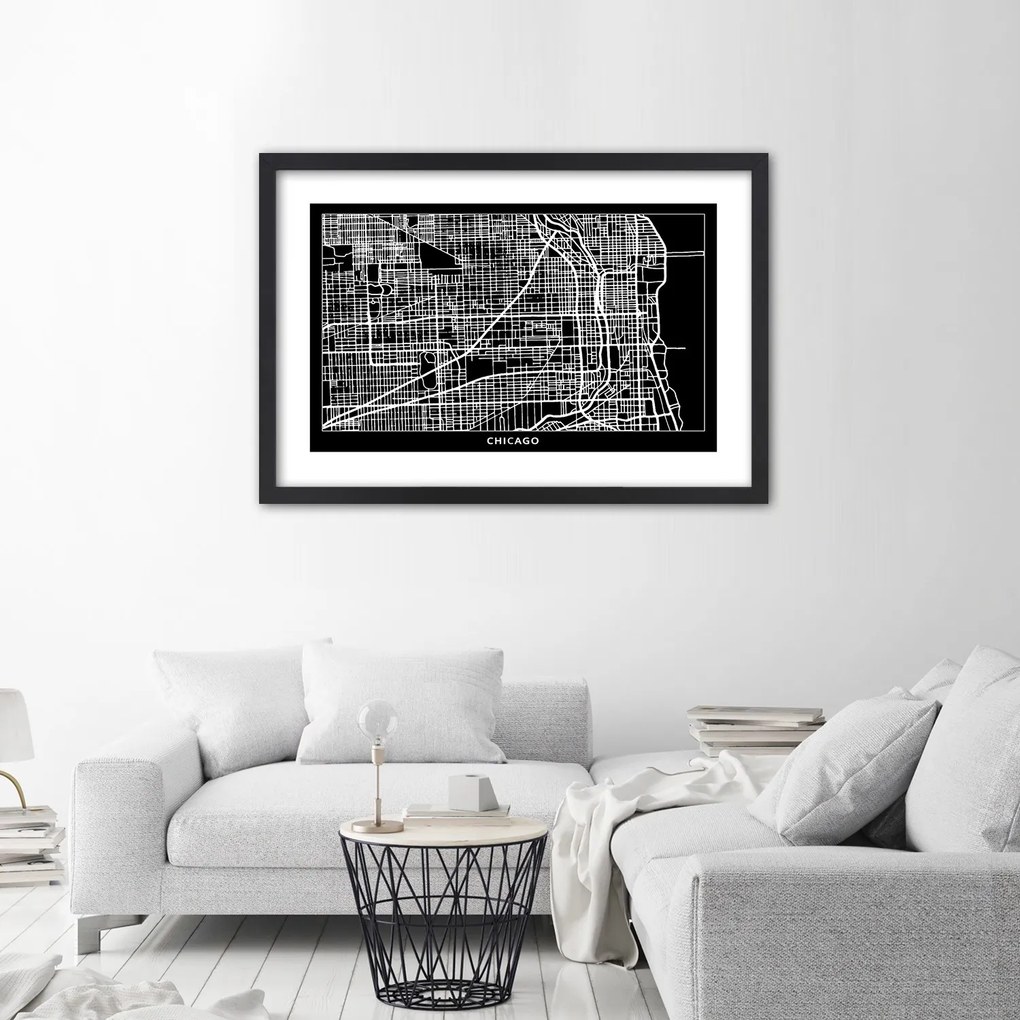 Gario Plagát Plán mesta Chicago Farba rámu: Bez rámu, Rozmery: 45 x 30 cm