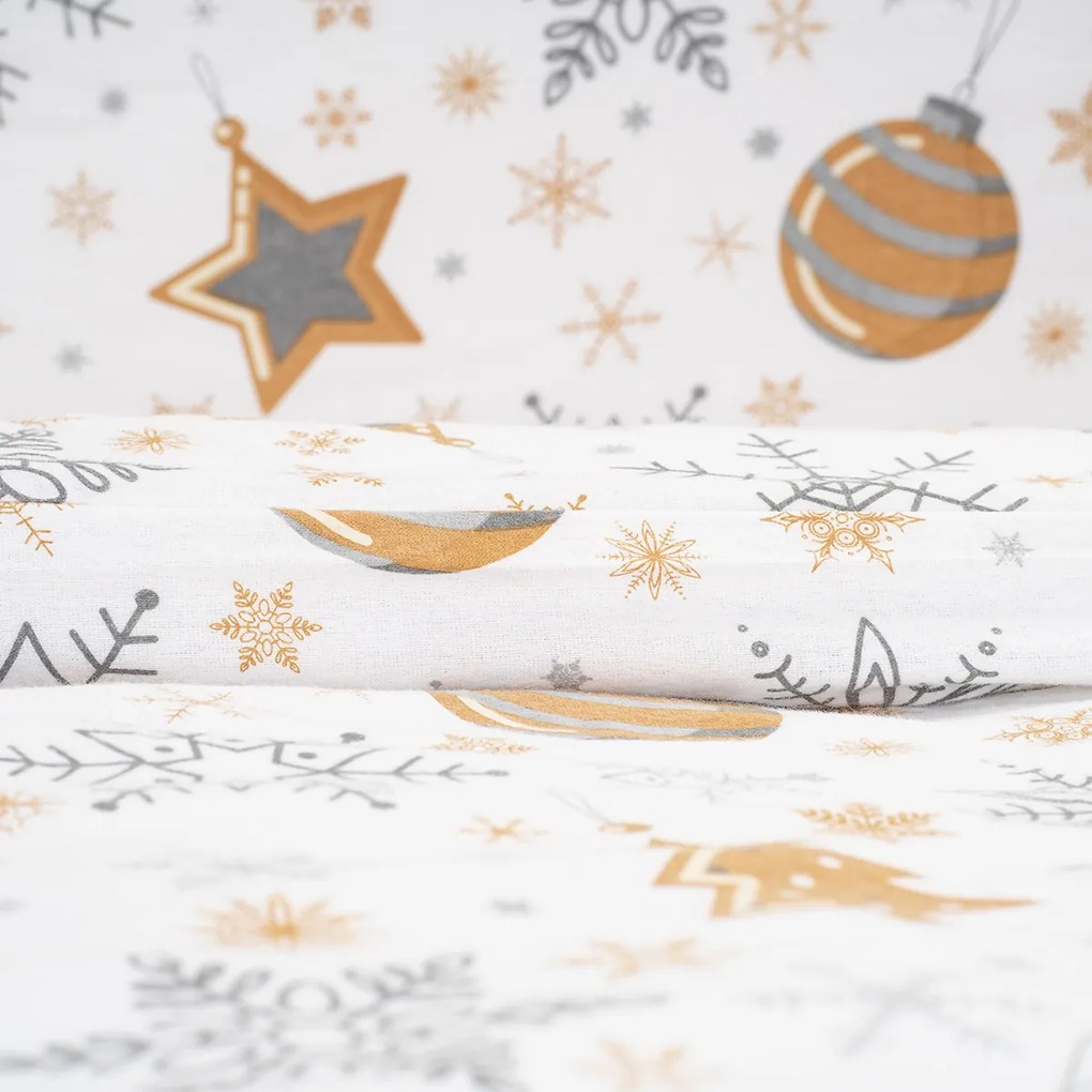 4Home Flanelové obliečky Golden Xmas Night, 220 x 200 cm, 2 ks 70 x 90 cm