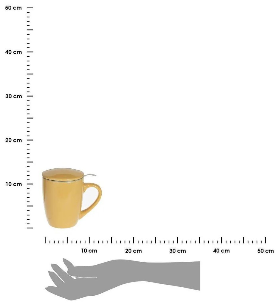 Hrnček s vekom a sitkom Lian 320 ml žltý