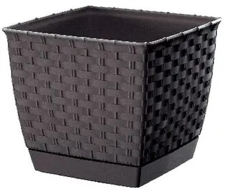 kvetináč RATOLLA SQUARE 25x25x22cm HN tm. (440U) s miskou, 25 cm