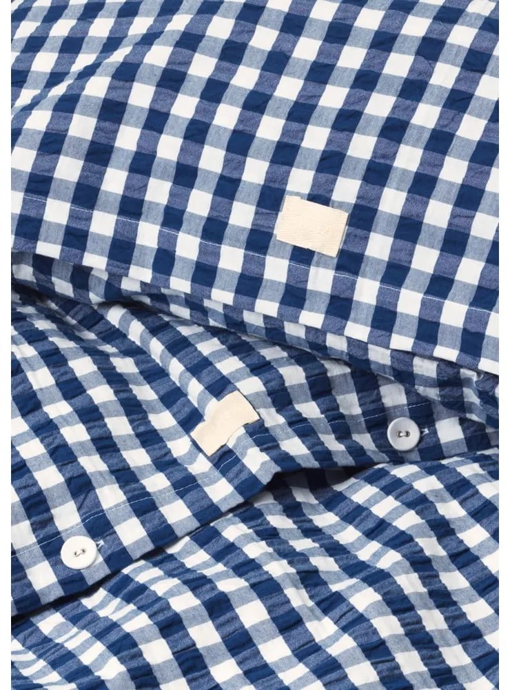 Bielo-tmavomodré krepové obliečky na jednolôžko 140x200 cm Bæk&amp;Bølge – JUNA