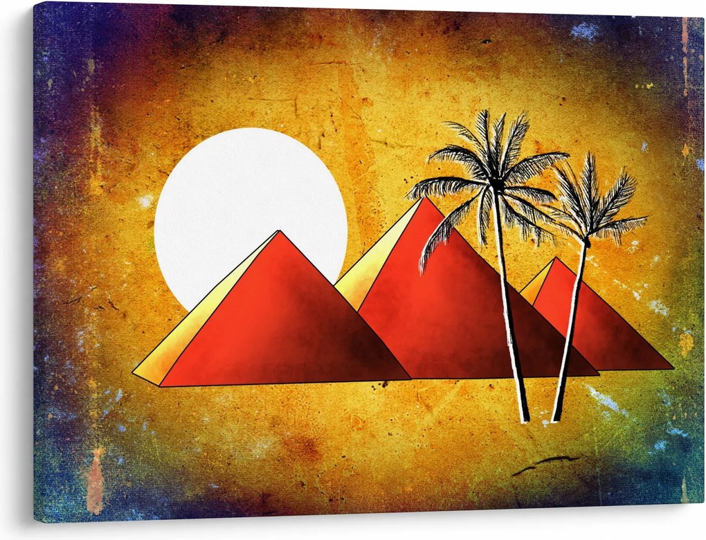 Obraz maľovaných egyptských pyramíd (70x50 cm)