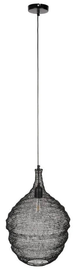 Čierne závesné svietidlo White Label Lena, ø 37 cm