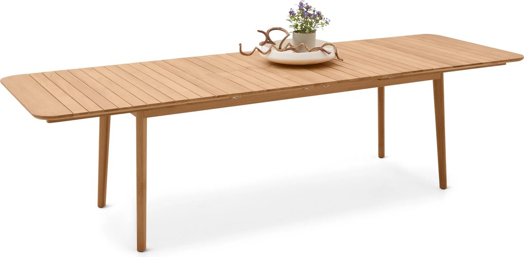 Dvojito rozkladací jedálenský stôl z tíkového dreva