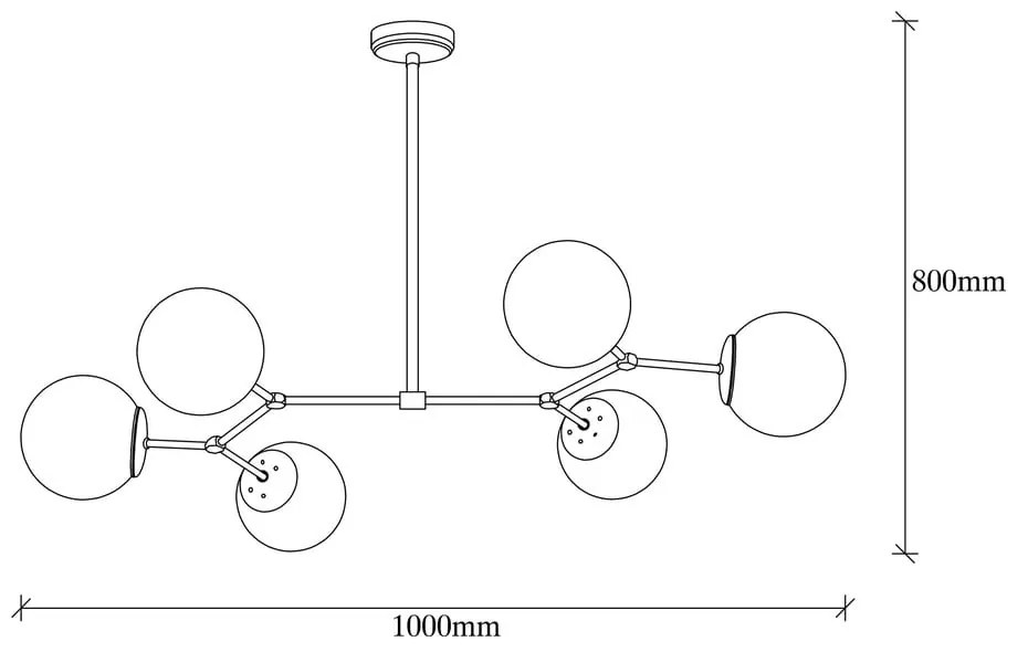 Čierne závesné svietidlo pre 6 žiaroviek Opviq lights Damar Horizontal