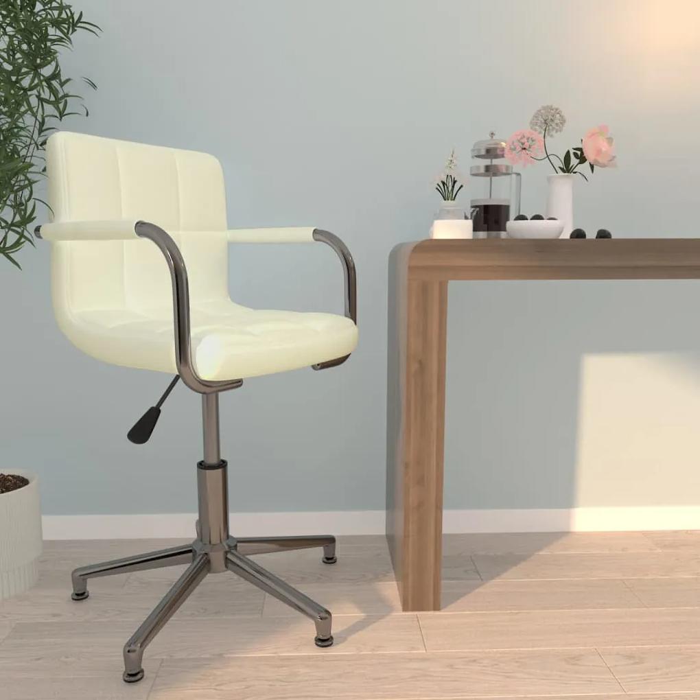 vidaXL Otočná kancelárska stolička krémová umelá koža