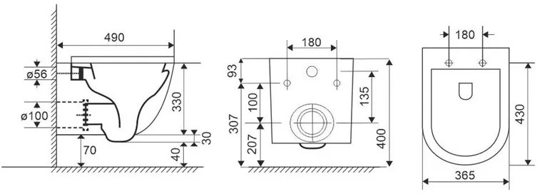 Mereo, WC závesné kapotované, Smart Flush RIMLESS, 495x360x370, keramické, vr. sedátka CSS113S, MER-VSD82T1