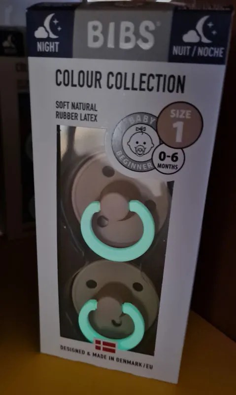 BIBS Colour cumlíky, kaučuk NOČNÉ 2ks - veľkosť 1 - Iron Baby blue